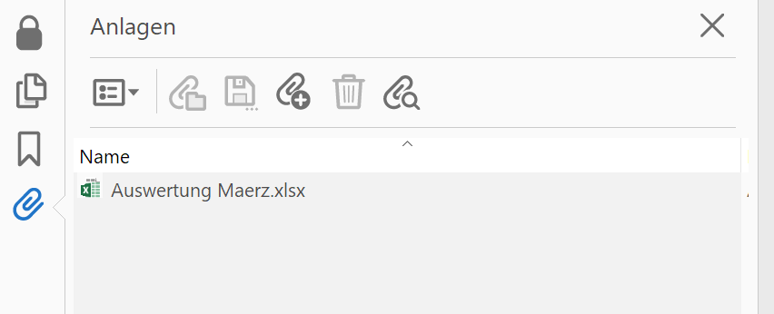Anhänge-Panel im Adobe Acrobat Reader